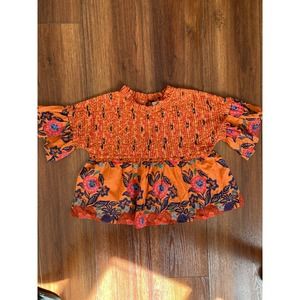 Farm rip orange baby doll top - large